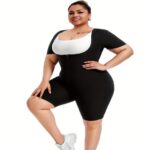 jumpsuit- 3 in 1 waist trimmer shaper Sauna Suit for Women Full Body Waist Trainer Short Sleeve Sweat Suit with Shorts Full Body Shaper