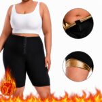 legging-shorts-capri-pant Sauna Sweat Shorts for Women High Waisted stomach Waist Trainer Slimming Capris Body Shaper with Adjustbale Hook-and-eye closures