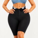 legging-shorts-capri-pant Sauna Sweat Shorts for Women High Waisted stomach Waist Trainer Slimming Capris Body Shaper with Adjustbale Hook-and-eye closures