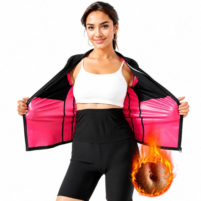 vest-top-tshirt-jacket-bra-tank Sauna Jackets for Women Long Sleeves Sweat Suit Weight Loss Shirt Zipper Workout Gym Exercise Body Shaper