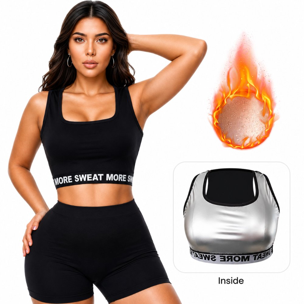 vest-top-tshirt-jacket-bra-tank Women's Sauna Racerback Sports Bras - Waist Trainer Vest High Impact Workout Gym Activewear Bra