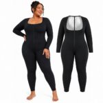 jumpsuit- 3 in 1 waist trimmer shaper Plus Size Sauna Suit Jumpsuit – Full Body Compression Long Sleeve Waist Trainer with Heat-Trapping Fabric for Gym & Running