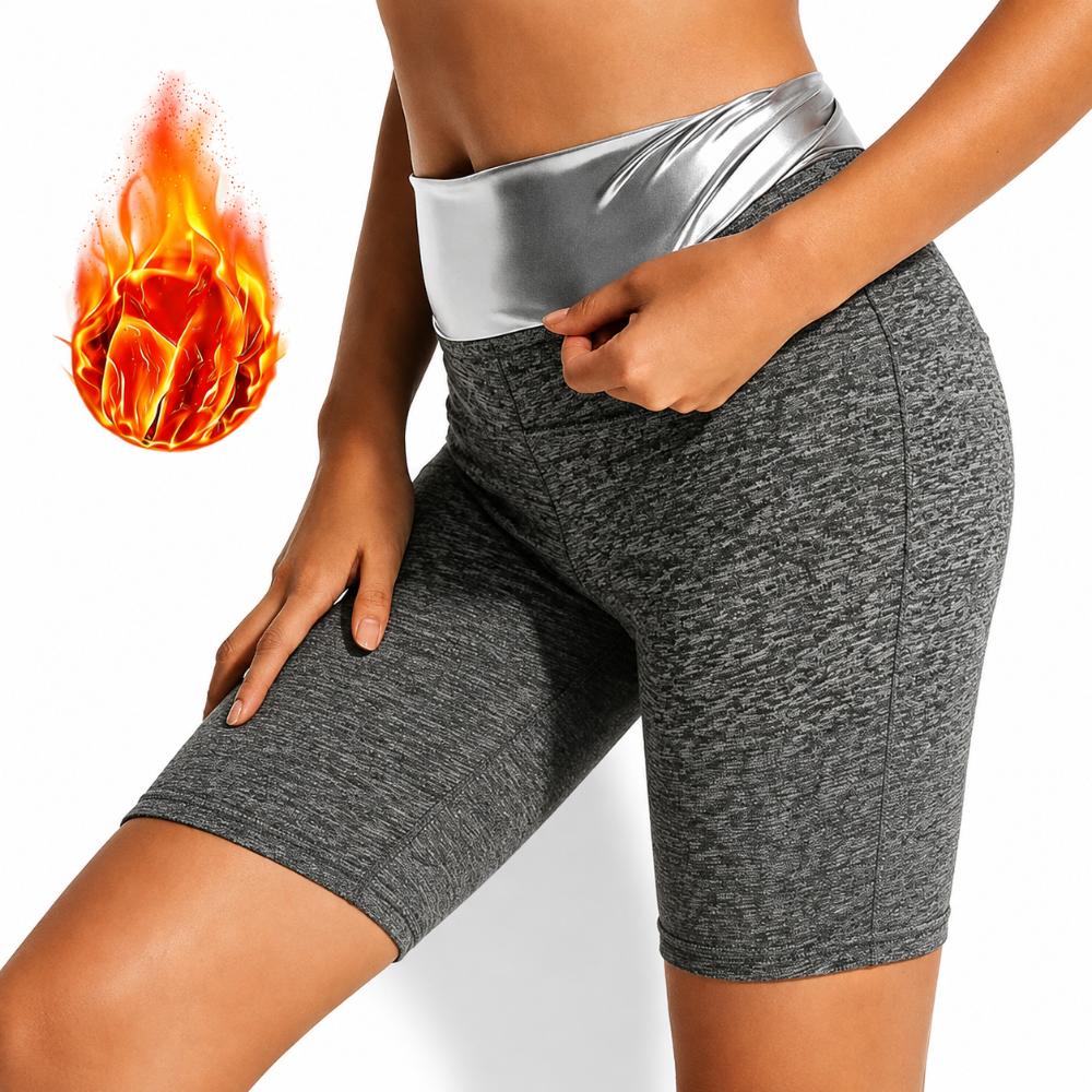 legging-shorts-capri-pant Women Sauna Sweat Shorts Heat‑Trapping Compression Workout Shorts High Waist Tummy Control Fitness Sauna Pants