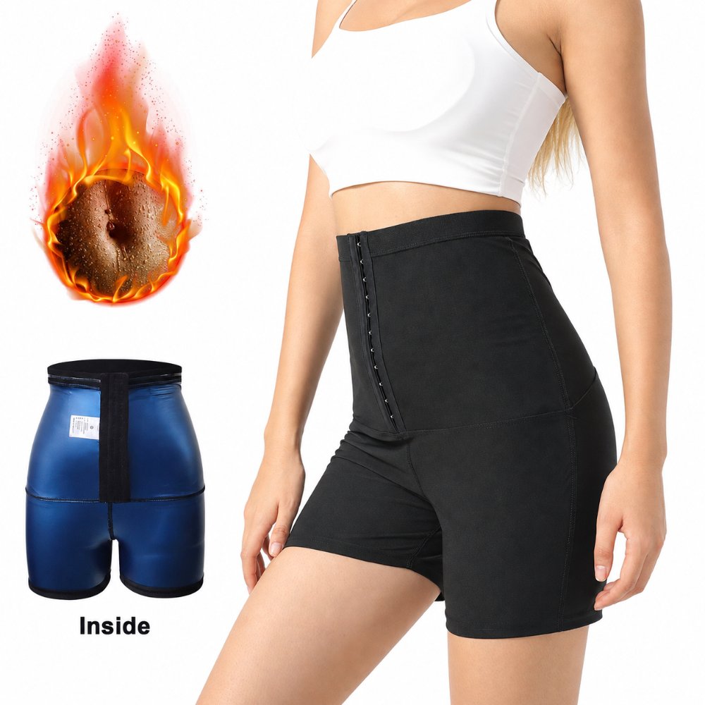 legging-shorts-capri-pant Women Sauna Shorts 3inch High Waisted Shapewear Shorts Weight Loss Compression Sweatsuit Exercise Fitness Gym Yoga With Hooks